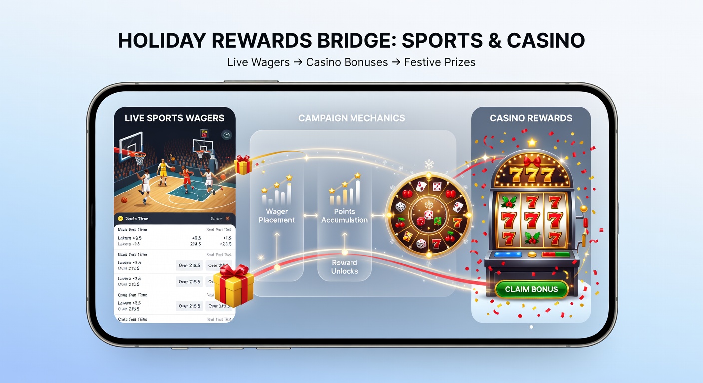 User journey diagram illustrating how holiday campaigns link live sports bets to casino rewards in mobile applications