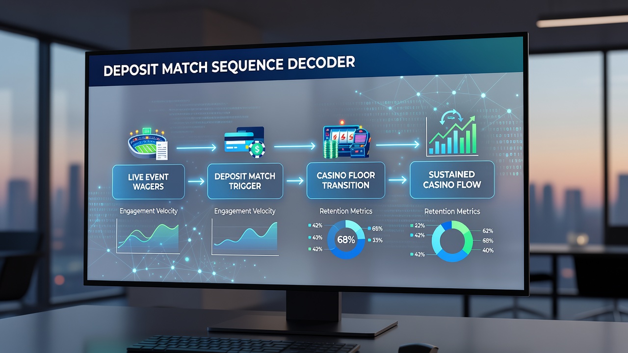 Diagram showing user flow from live sports wagers through deposit matches into ongoing casino floor participation during tournament periods
