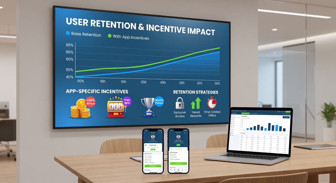 Analytics chart illustrating user retention curves before and after implementation of app-specific reward systems