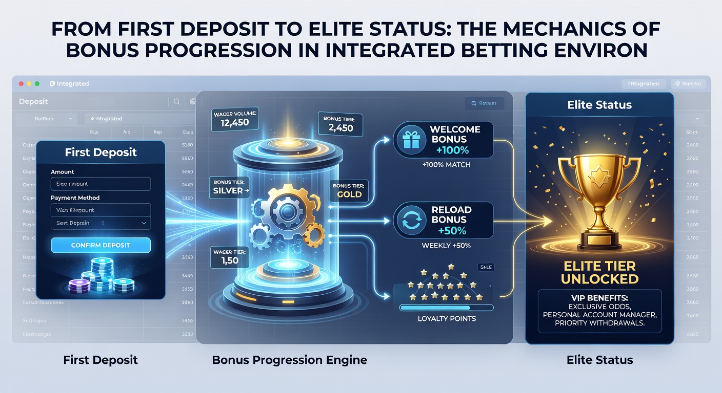 Diagram of bonus progression pathways from entry-level deposits through loyalty tiers to VIP elite status in combined sportsbook and casino systems