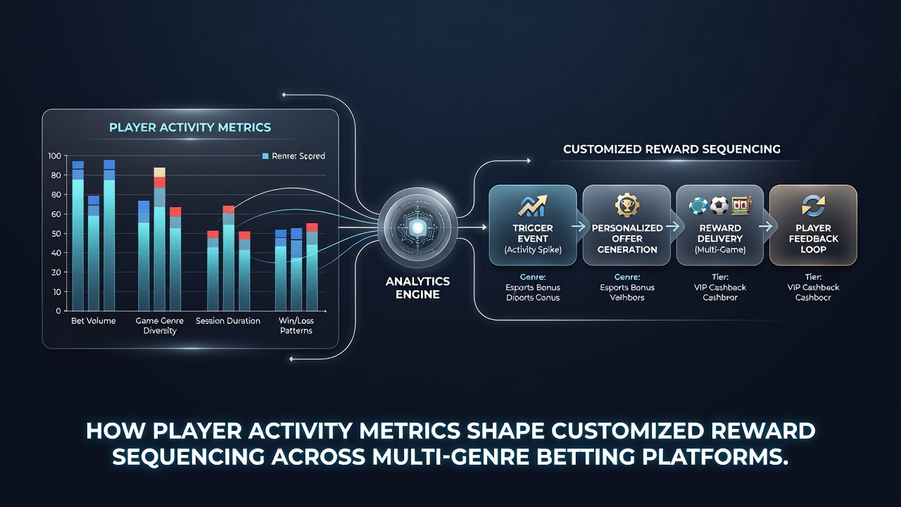 Illustration of reward sequencing pathways connecting sports betting metrics to casino bonus stages