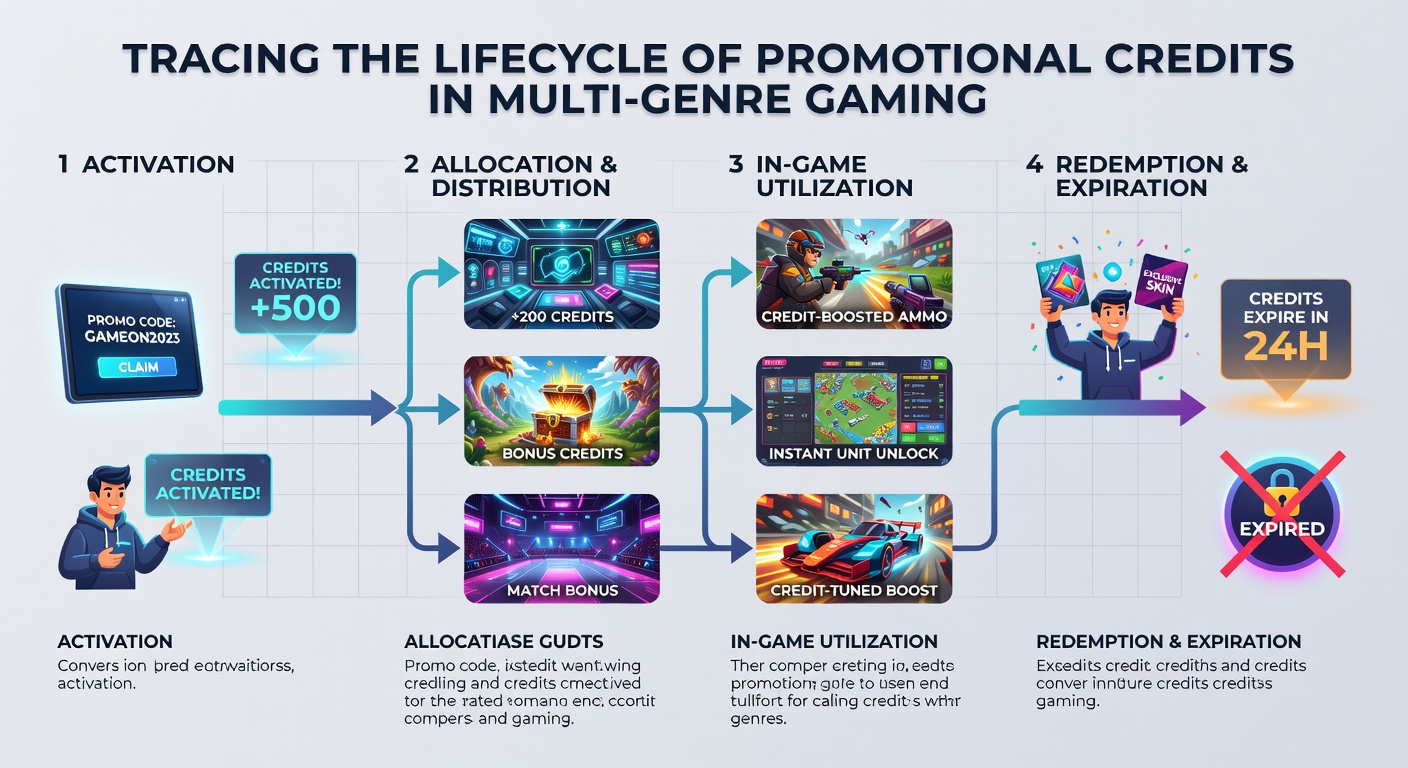 Flowchart depicting credit movement from activation to redemption in integrated gaming systems